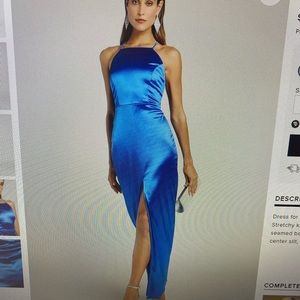 Royal blue satin sleeveless maxi dress